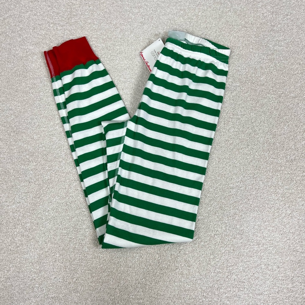 Hanna Andersson pajama bottoms green and white stripes size Small NWT
